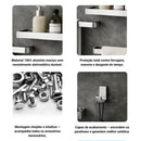 Kit Acessórios Para Banheiro Lavabo 6 Peças Toalheiro Inox Premium Suporte Parede Luxo Preto Cromado