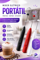 ￼Batedor Misturador Mixer Elétrico para Bebidas Leite Café Clara de Ovo 2 em 1