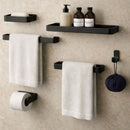 Kit Acessórios Para Banheiro Lavabo 6 Peças Toalheiro Inox Premium Suporte Parede Luxo Preto Cromado