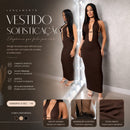 Vestido Decotado Elegante Festa Eventos Verão Tecido Suplex Premium Vestido Decote V Costas Aberta