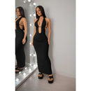Vestido Decotado Elegante Festa Eventos Verão Tecido Suplex Premium Vestido Decote V Costas Aberta