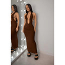 Vestido Decotado Elegante Festa Eventos Verão Tecido Suplex Premium Vestido Decote V Costas Aberta