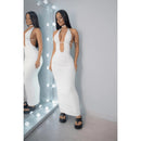 Vestido Decotado Elegante Festa Eventos Verão Tecido Suplex Premium Vestido Decote V Costas Aberta