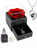 Colar feminino e caixa de presente de rosas para Dia dos Namorados