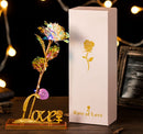 Rosa Brilhante Flor Artificial 24k Folha Plástico Na Caixa De Presente