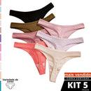 Kit Calcinhas Fio Dental Feminina Algodão Canelado Confortável Sexy Dia a Dia