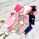 Kit 6 Ou 12 Pares Meias Infantil Para Meninas De Femininas Estampada E Com Antiderrapante