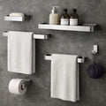Kit Acessórios Para Banheiro Lavabo 6 Peças Toalheiro Inox Premium Suporte Parede Luxo Preto Cromado