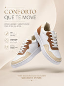 ￼Tênis Air Feminino Branco Marrom Panda Confortável Moda Casual Plataforma Premium