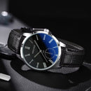 Relógio Masculino Casual Relógio De Quartzo Fashion Azul Escuro Relógio De Couro Genuíno