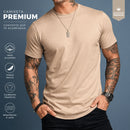 Camisa masculina 100% algodão básica caqui bege lisa confortável atacado barato