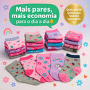 Kit Até 18 Pares de Meias Infantil Feminina e Bebê Menina Estampadas 0 a 12 Anos