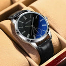 Relógio Masculino Casual Relógio De Quartzo Fashion Azul Escuro Relógio De Couro Genuíno
