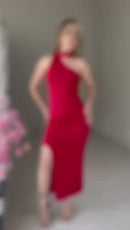 Vestido Feminino Longo Festa Um Ombro Só Gola Alta Fenda Suplex Elegante